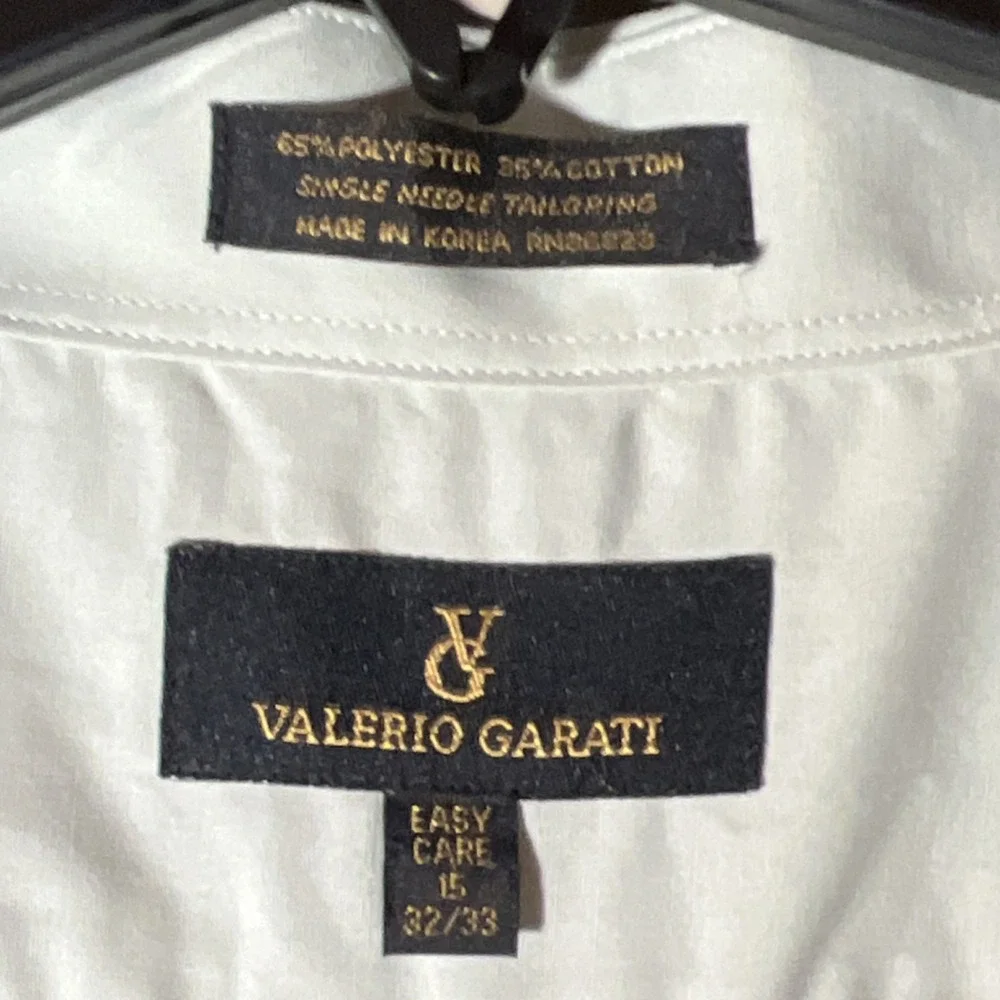 Valerio Garati Men's Dress Shirt 15 32/33 Light Green Easy Care Polyester Cotton